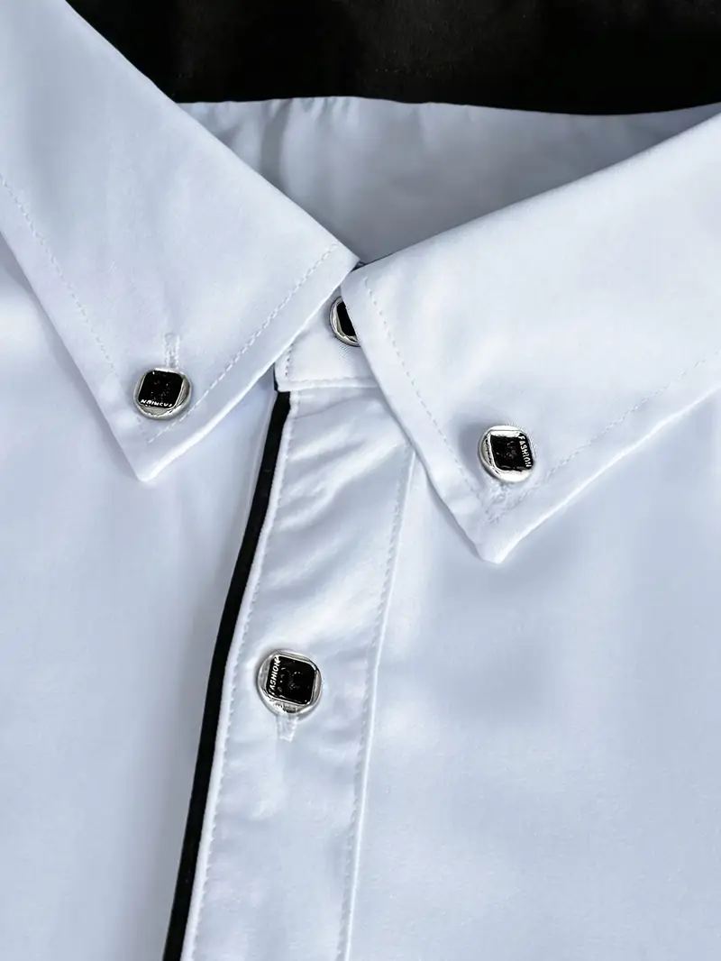 mens fit white dress shirt unique button details - Temu Cyprus mens fit white dress shirt unique button details - Temu Cyprus