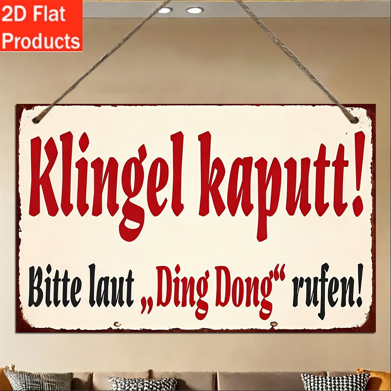Image of 2d Flat, 1pc Vintage " !" Doorbell Sign - Artificial Wall-mounted Retro Nameplate Suitable For Doorbell Decoration, Multi- For Entrance Plate With Announcement Plate, No , 2d Flat