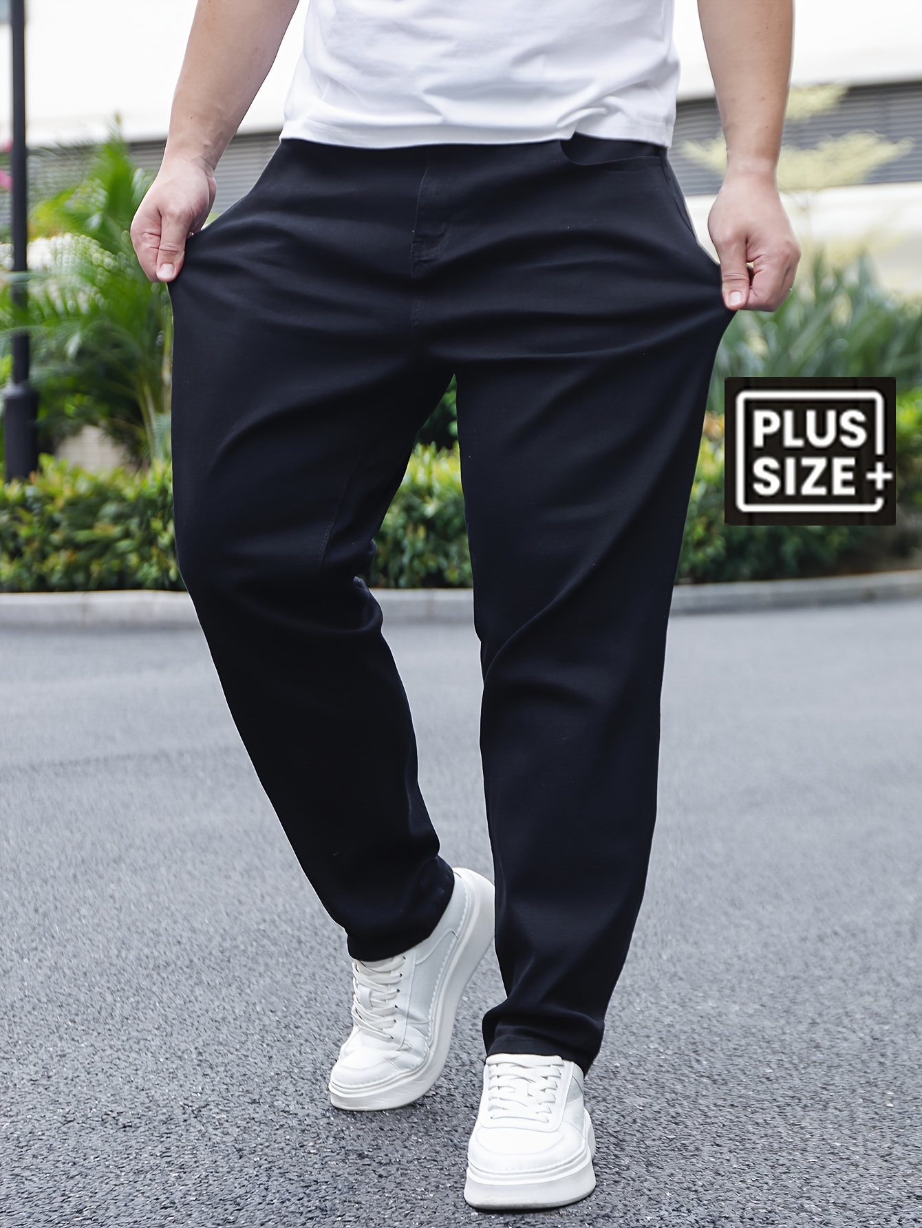 Men's Plus Size Loose Fit Cotton Jeans - Stylish Pants With Pockets