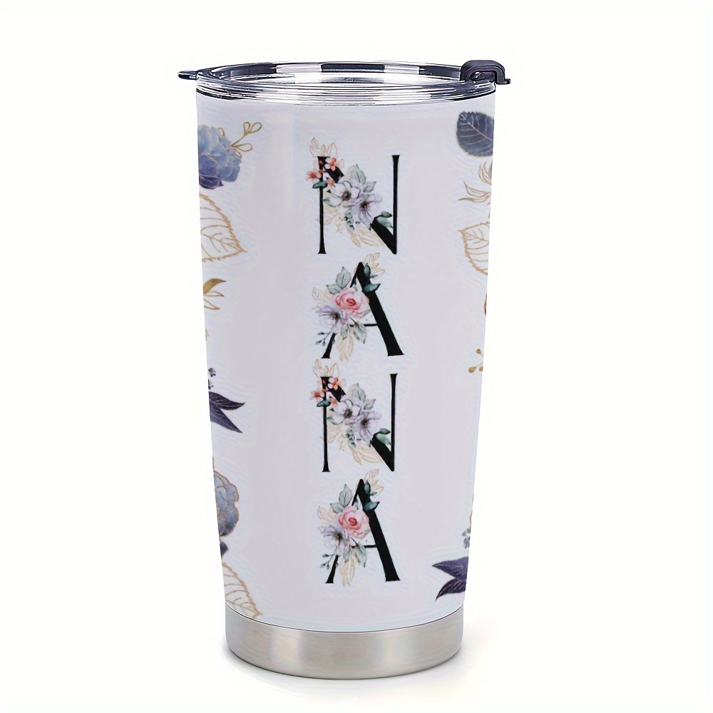 

1pc 590ml/20oz Special Printed Car Cup, Stainless Steel Vacuum Insulated Coffee Cup, Portable Double Walled Bottle With Lid And Straw, Suitable For Outdoor Sports And Fitness. A Great Gift. Nana.