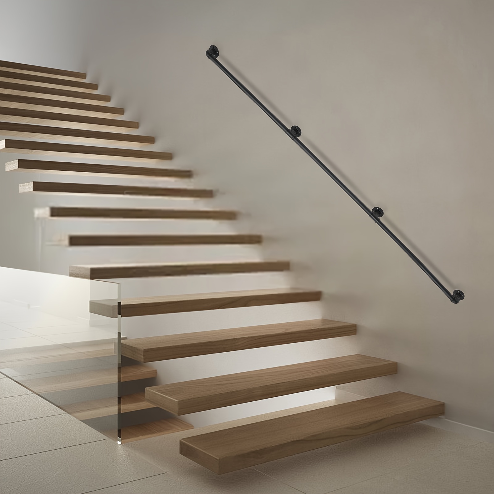 Industrielles Treppengeländer Aus Metall – Wandhalterung, Schwarz, Für Treppen, Veranda & Mehr
