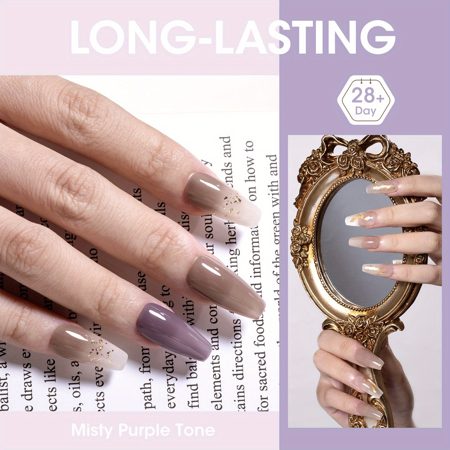 gel nail polish kit with light misty purple tone transparent   nail polish set starter kit with led lamp gel nail polish with nail primer and dehydrator nail gel manicure set Product details 6