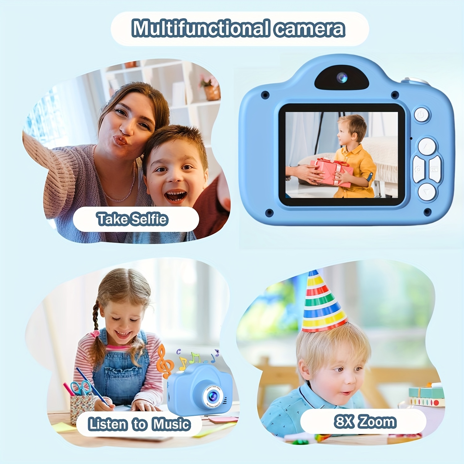 Appareil Photo Enfant NICEWIN 2,4" 1080P - 32GB Incluse, Selfie, Jeux - Cadeau 3-12 Ans (Rose)