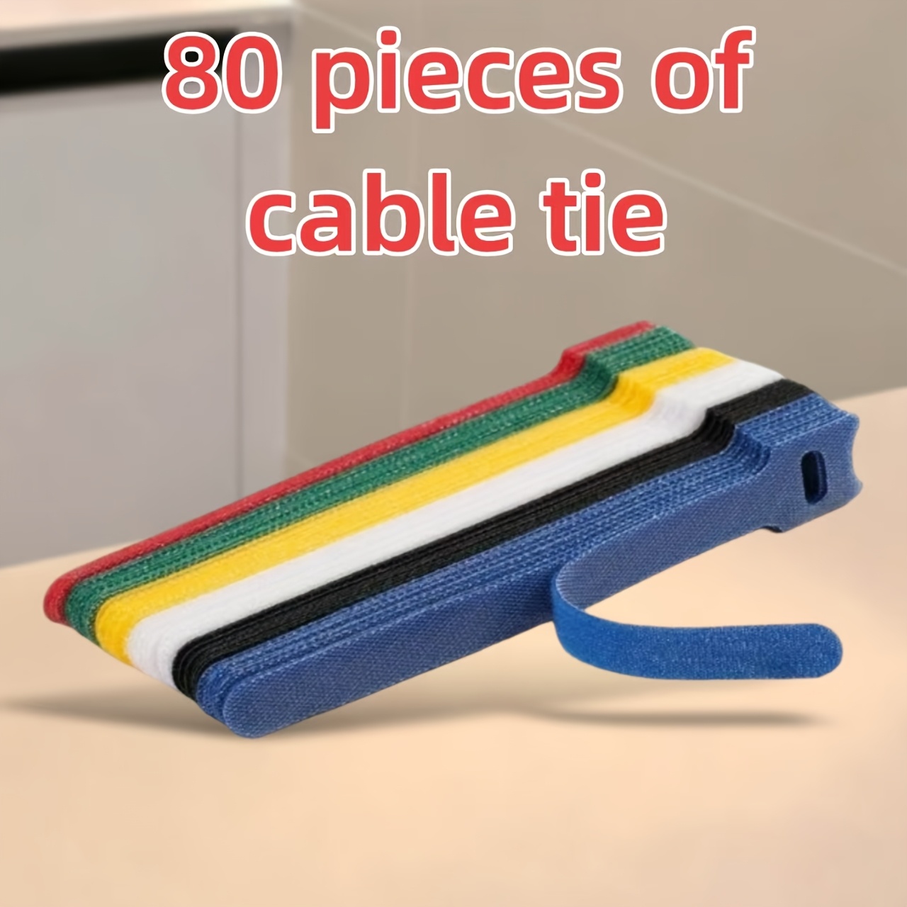 50pcs, 80pcs, 150pcs Multi-colored Nylon Hook And Loop Straps | Reusable Self-adhesive Cable Ties, Aesthetic With Handles | Versatile Wire Management For Home And Office