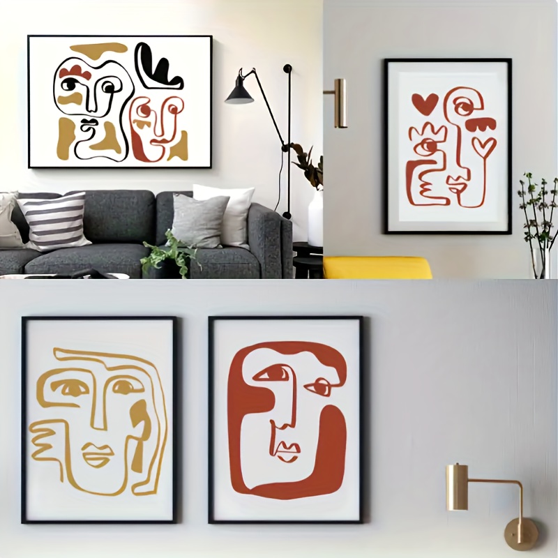 9pcs Picasso-Inspired Abstract Face Stencil Set, Reusable Art Templates