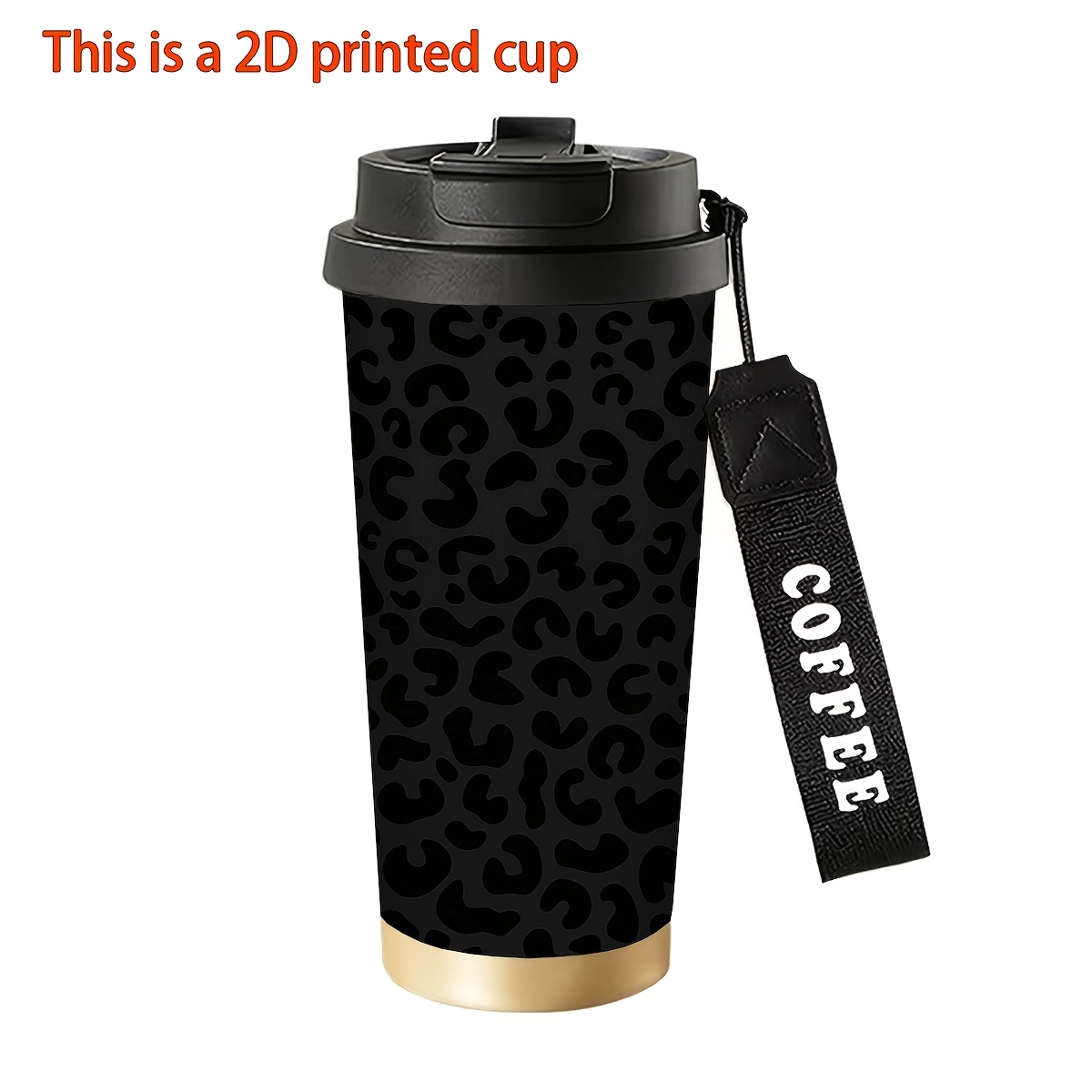 TEMU 1pc 18oz Stainless Steel Insulated Tumbler, 2d Printing With Leopard Print Pattern, Leak-proof, Office Mug, Commuter Mug, Perfect Valentine' Day