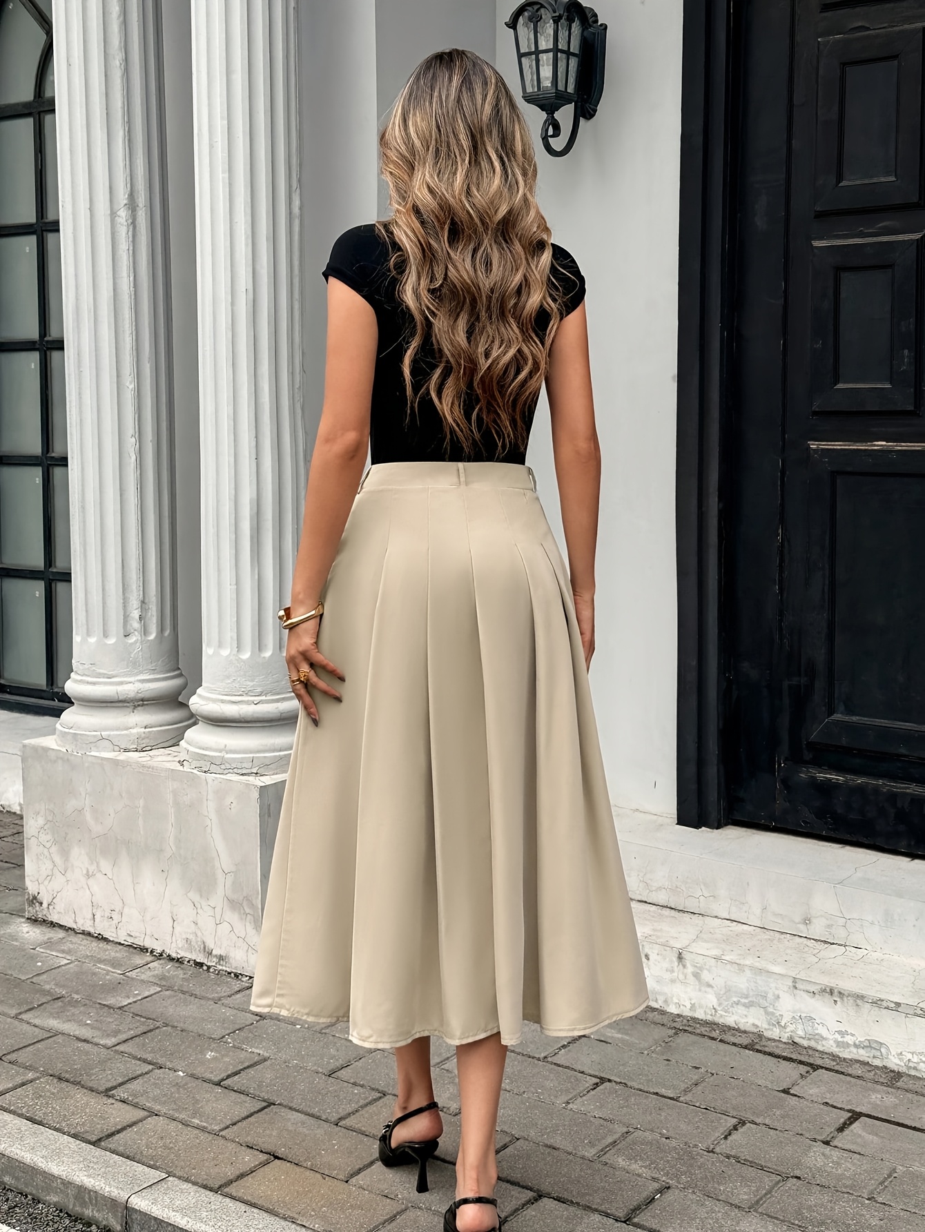 Pleated Skirt Khaki Skirt Womens Zip Up P230508 Womens Slim Long