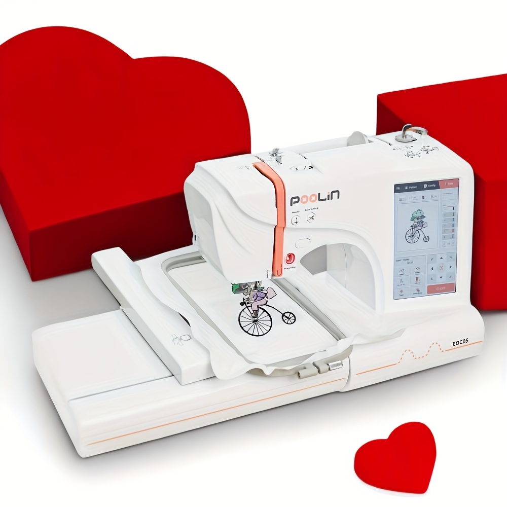 

Poolin Eoc05 Computer Embroidery Machine 4" X 9.2", 7" Lcd Electronic Touch Screen, Home Sewing Machine Including Accessories Gift Bag, And , , Valentine's Day Gift