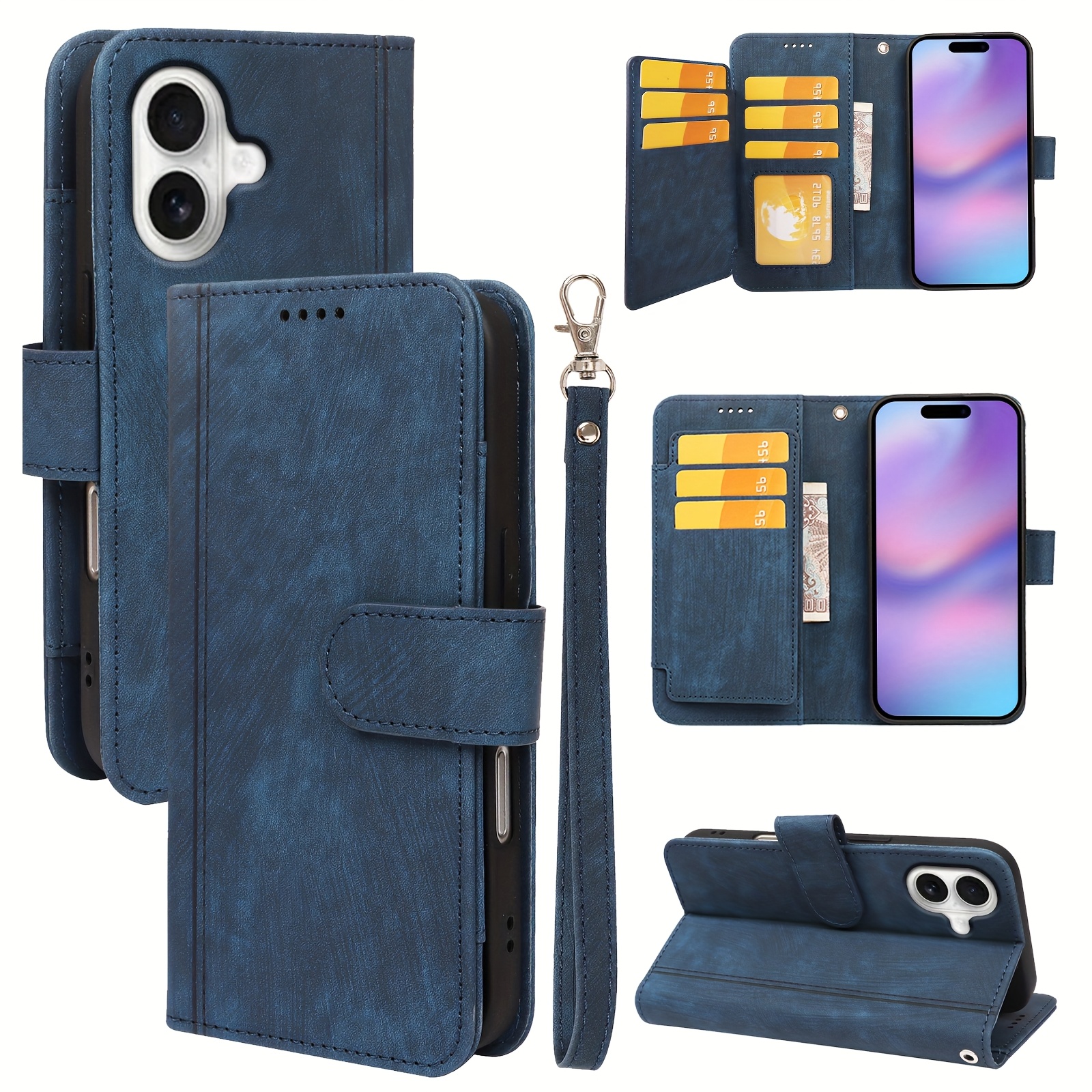 Image of Phone Case - Wocbuy A Wallet-style Phone Case That Includes Card Slots And Is Compatible With Iphone 17/17air/17pro/17 Pro Max. It Boasts 9 Card Slots, A Shockproof Design