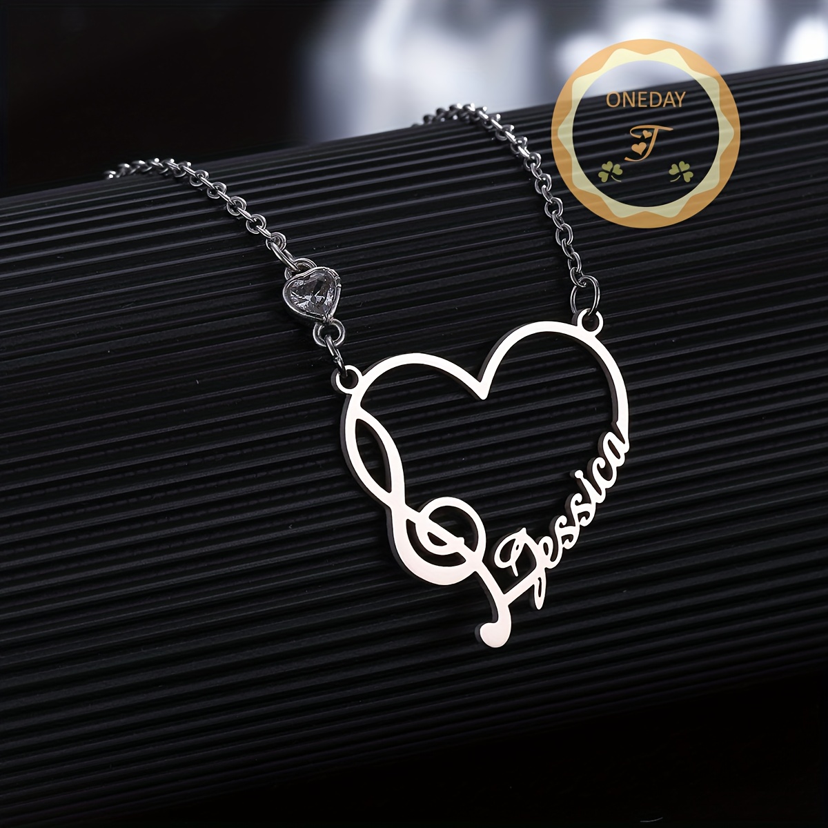 TEMU Collana personalizzata con ciondolo a forma di cuore con nota in acciaio inossidabile con personalizzato, gioielli minimalisti ed eleganti con