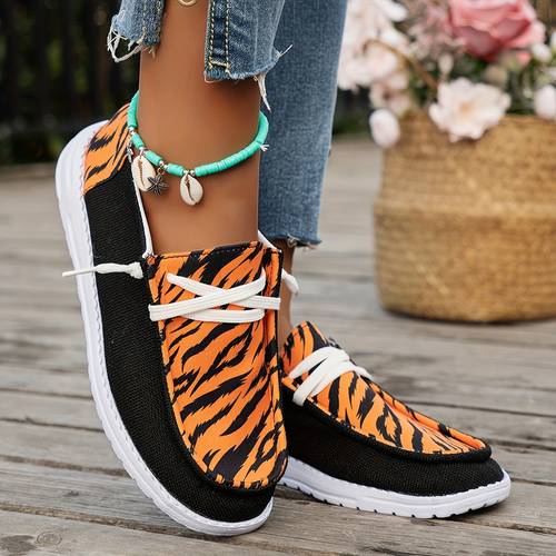 item picture and autumn large size womens casual sports shoes with printed color blocking and lace flat and non slip women shoes