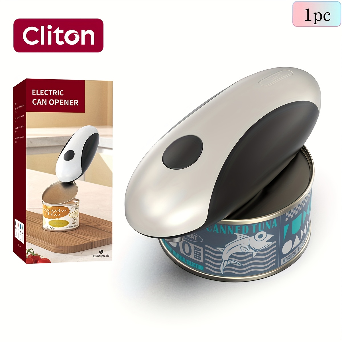 Image of [cliton Rechargeable Electric Can Opener] | Auto-rotate For Opening | Safe Cutting | No | Built-in Lid Lifter - Effortless | Fits Most Cans | Ideal For Kitchen And Camping | Kitchen Gadgets