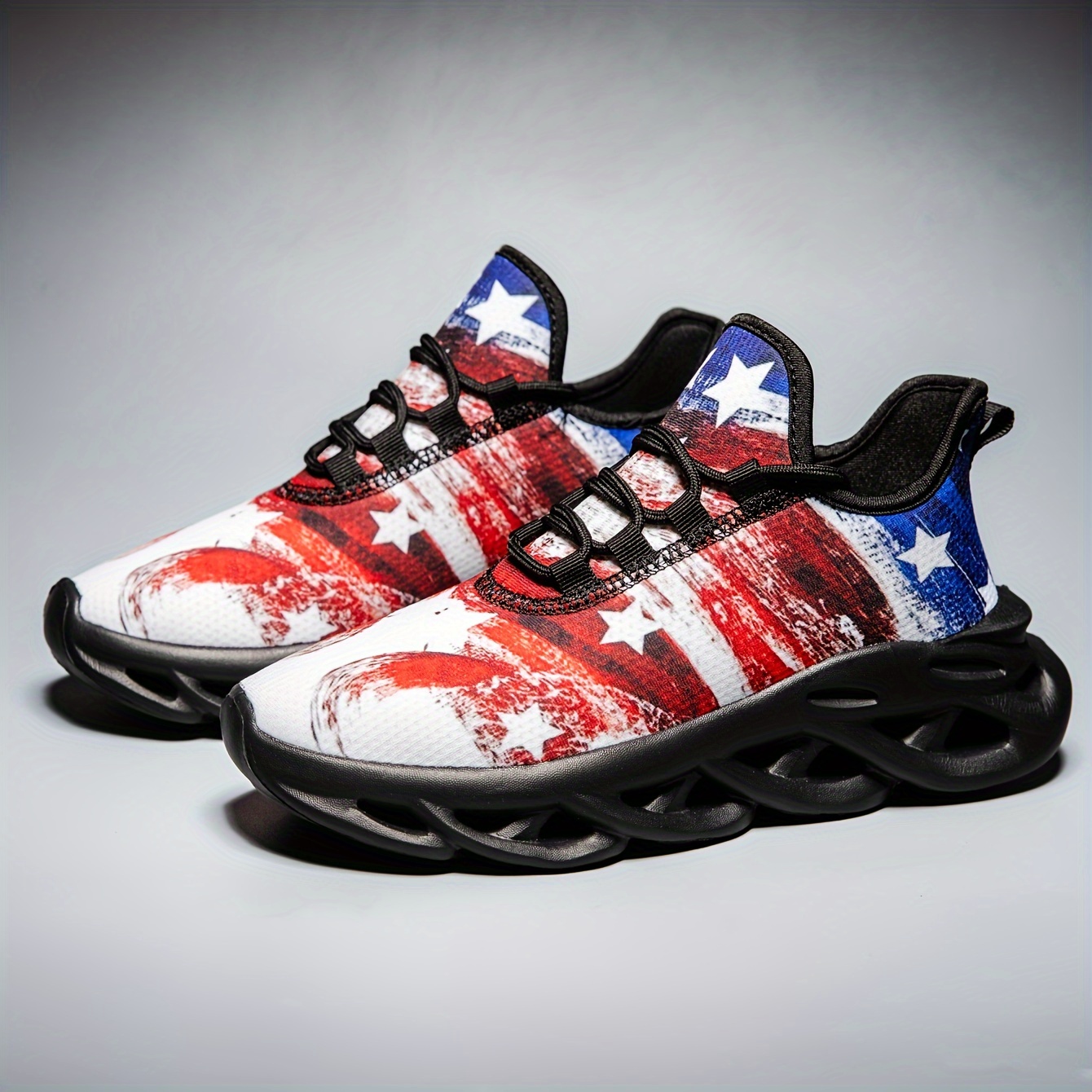 

Men's Independence Day Theme Print Low Top Sneakers, Lightweight Shock-absorbing Running Shoes For All Seasons
