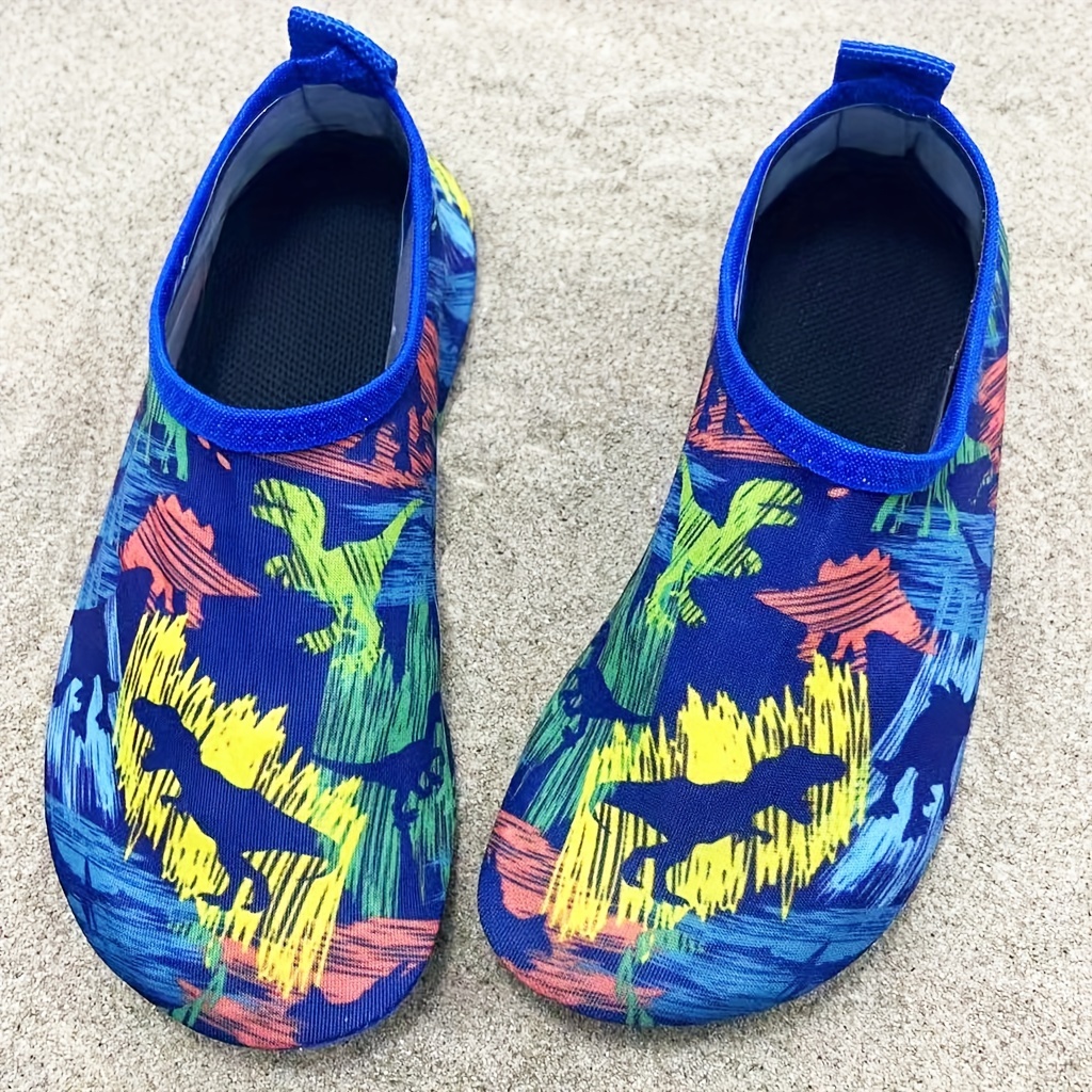 Dinosaur Print Quick Dry Slip On Water Shoes, Casual Outdoor Walking Shoes