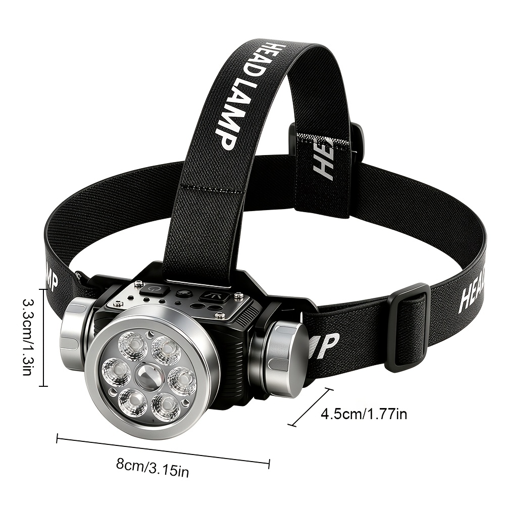 Super Bright Rechargeable Head Torch with 8 Lighting Modes