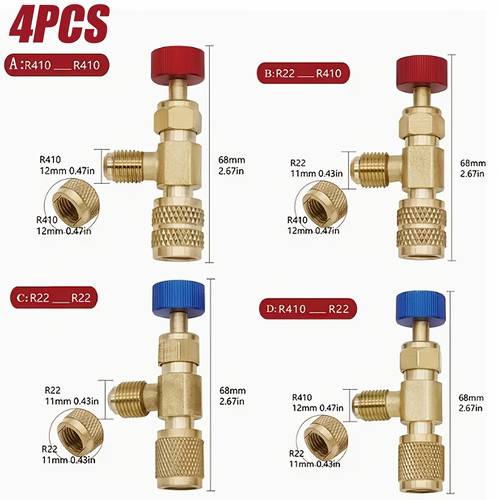4pcs air conditioner refrigerant switch set r22 r410a adapter connectors 1 4 conditioning fluoride for air conditioners service and purifiers