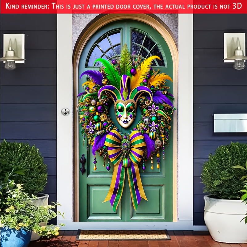 

2d Door Banner 1pc Mardi Gras Jester Door Banner - Polyester Decoration, 180x90cm, No Electricity Needed, Carnival, Events & Themed Parties