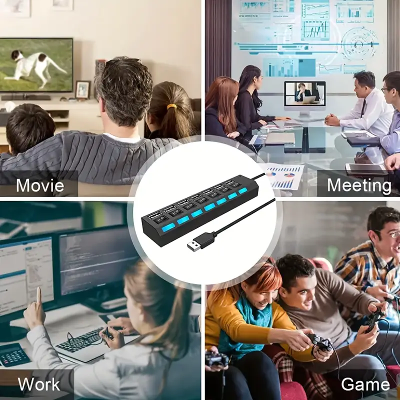 high 7ports usb splitter hub usb hub 2 0 use power adapter usb 2 0 multiple expander switch hub docking stations 30cm cable details 8