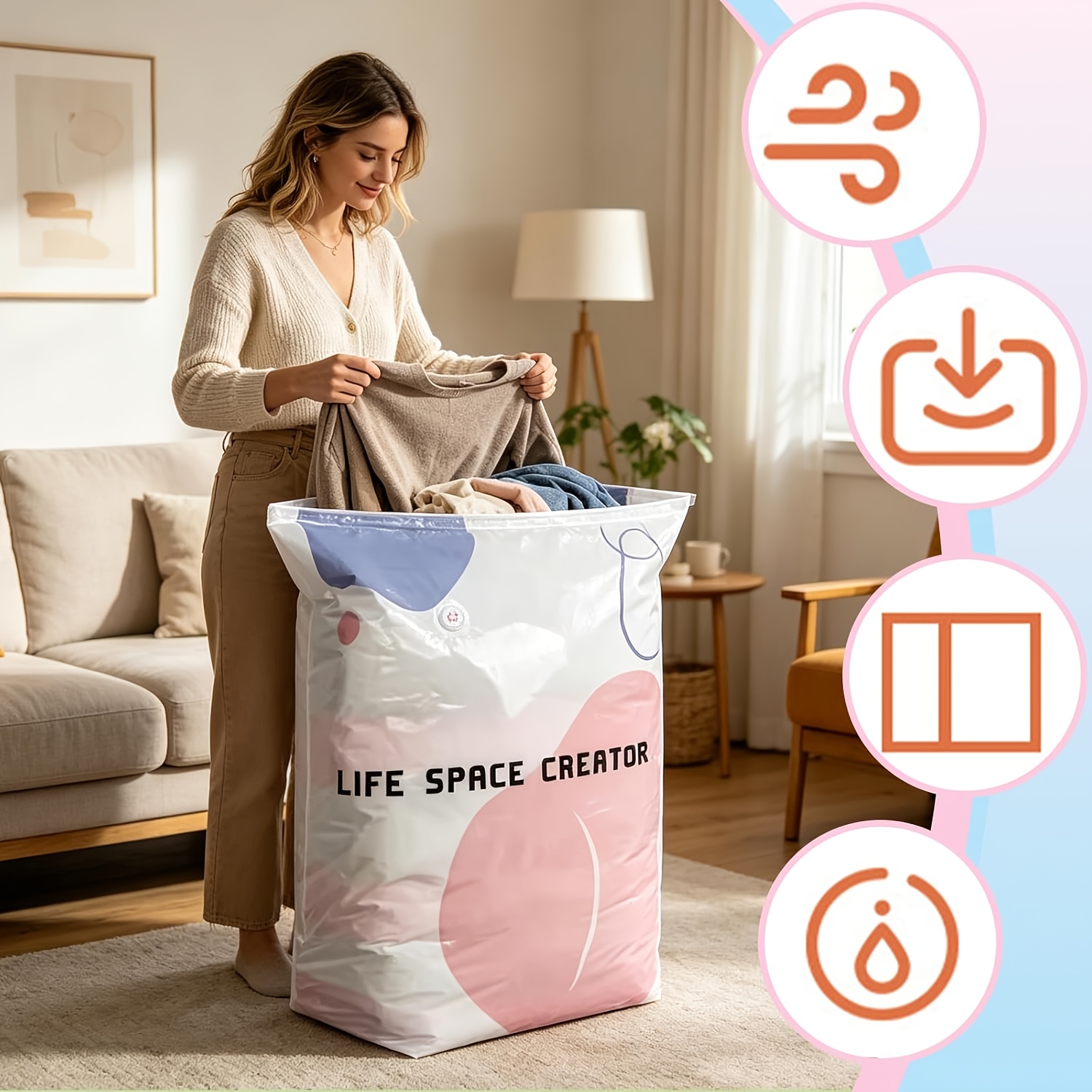 item picture 4pcs vacuum bag without pump no pump vacuum storage bags 3d vacuum storage bag without pump reusable vacuum bag for clothing bed blankets travel