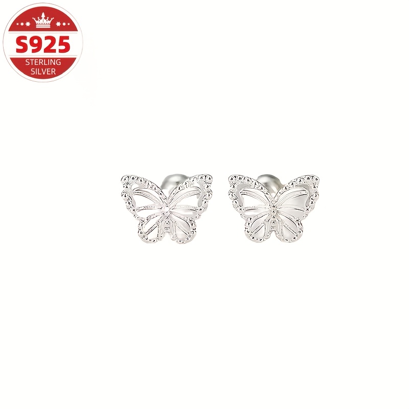Women's Fashionable S925 Sterling Silver Butterfly Shaped Earrings