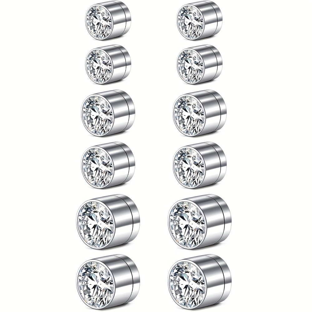12pcs Stainless Steel Fake Nose Studs Earrings Lip Studs Non Piercing Nose Studs Ear Clips 3mm 4mm 5mm Synthetic Synthetic Zirconia Decoration Earrings Nose Studs