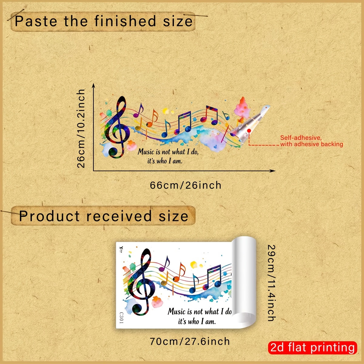 TEMU 1pc 2d Flat-printed Watercolor Note Wall Sticker Creative Self-adhesive Removable Double-sided Pvc Decorative Sticker, Living Room, Bedroom, Dining Room & Bathroom Door And Window Glass Sticker
