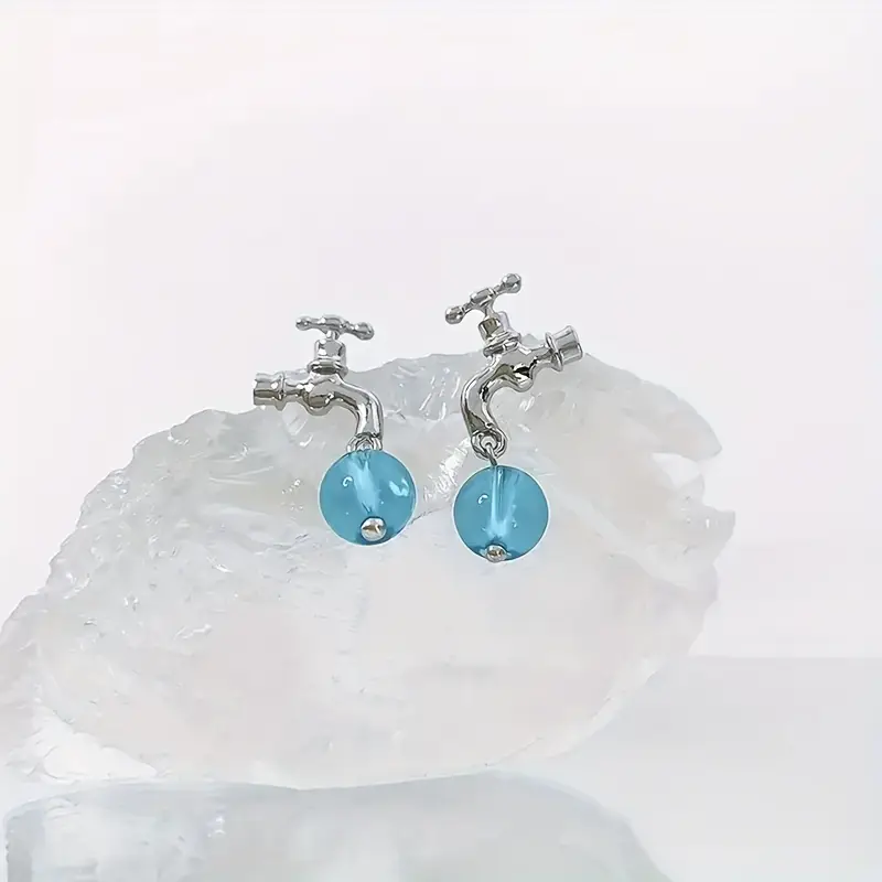 fashionable and cute earrings faucet shape earrings for women and girls sweet and essential gift earrings for party holidays details 5