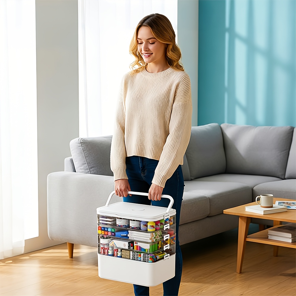large capacity multi layer medicine storage box transparent 3 5 tiers high quality pp plastic removable tray storage box with handle and safety     label paper sturdy durable portable easy to clean suitable for drug handicrafts