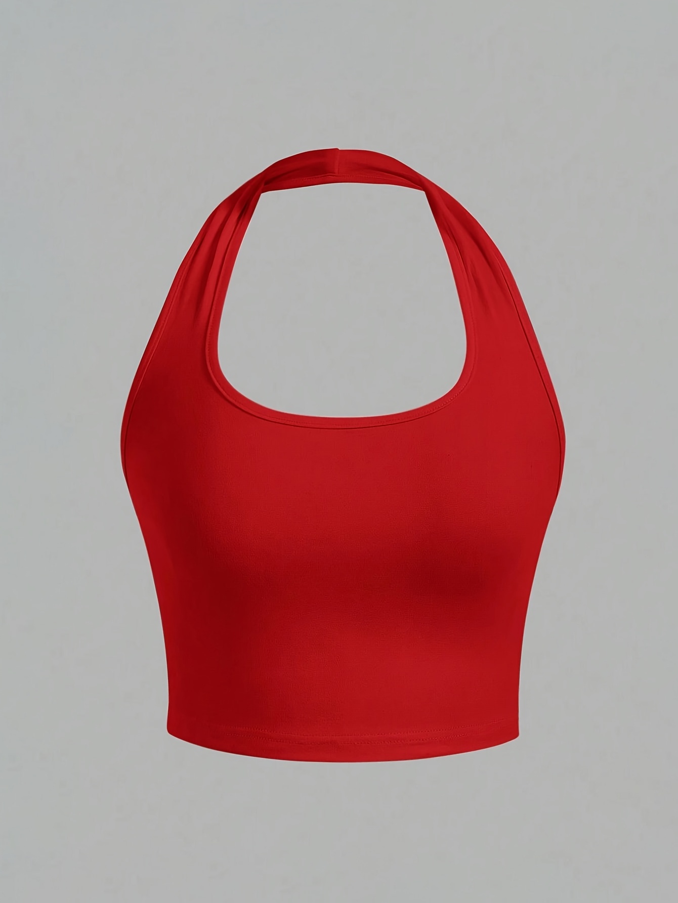 Women's White Halter Neck Sports Crop Top - Stretchy Breathable Backless Tank Top for Summer Workouts & Casual Wear, Machine Washable Sleeveless Shirt, Gym Apparel, Smooth Texture