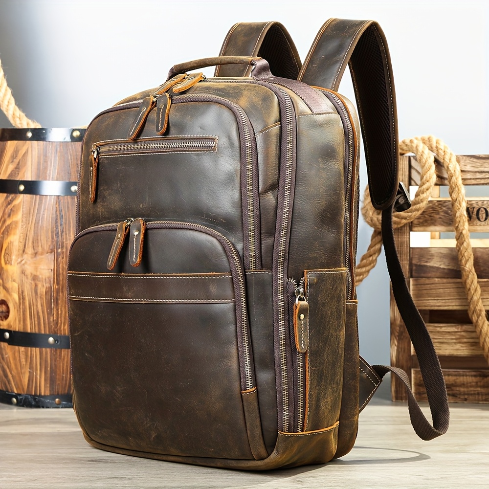 herren echtes leder laptop rucksack 16 zoll große Temu Germany