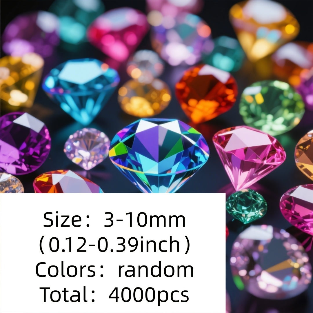 TEMU 4000pcs 3-10mm Random Colored Acrylic Simulated Diamonds, High Gloss, Fashion Embellishment, Scene , Room, Modern Home Decor, Summer Party, Vase