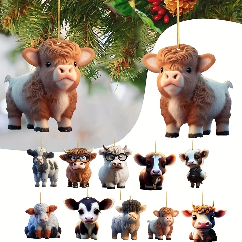 

10 Pcs Mini Kawaii Little Cow Shaped Design Hanging Pendants, Versatile Trendy Bag Accessories