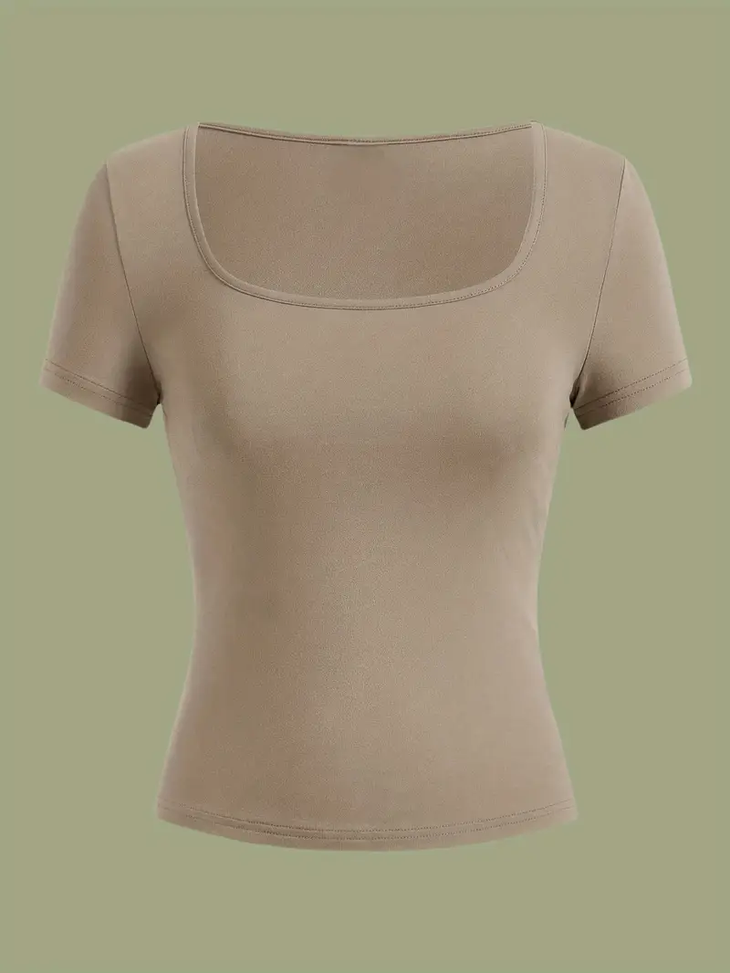 3pcs womens casual square neck short sleeve t shirts high solid color machine washable versatile for casual attire Product details 1