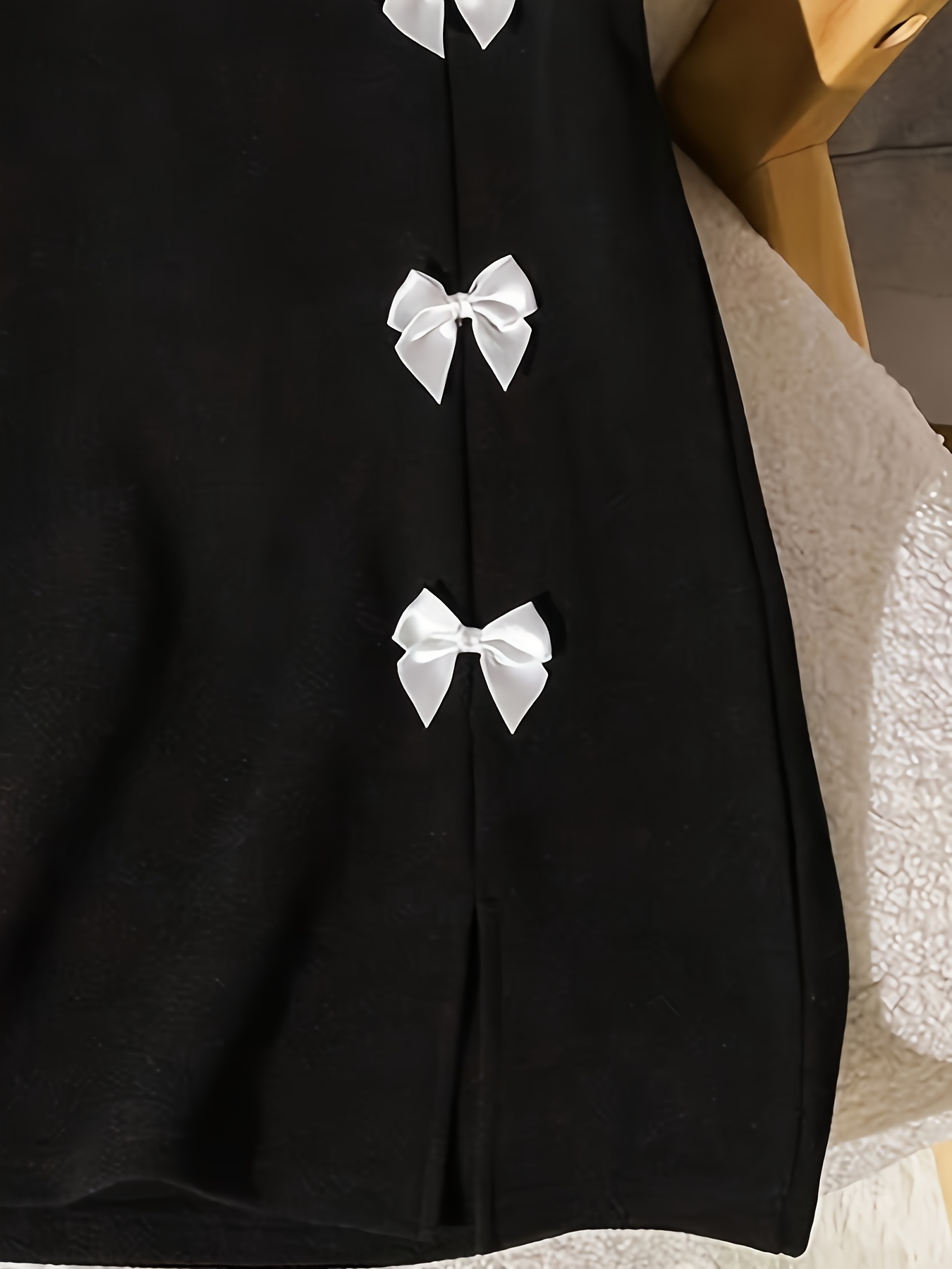 chic teen girls black a line dress elegant 3d bow detail - Temu Georgia