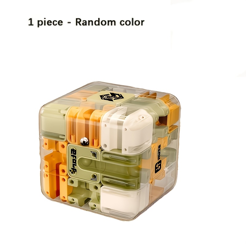 Image of 3d Maze Puzzle Cube - Multicolor With Rolling Beads, Color Unlock Challenge Suitable For Birthday, Christmas, Easter Gifts [random Color]