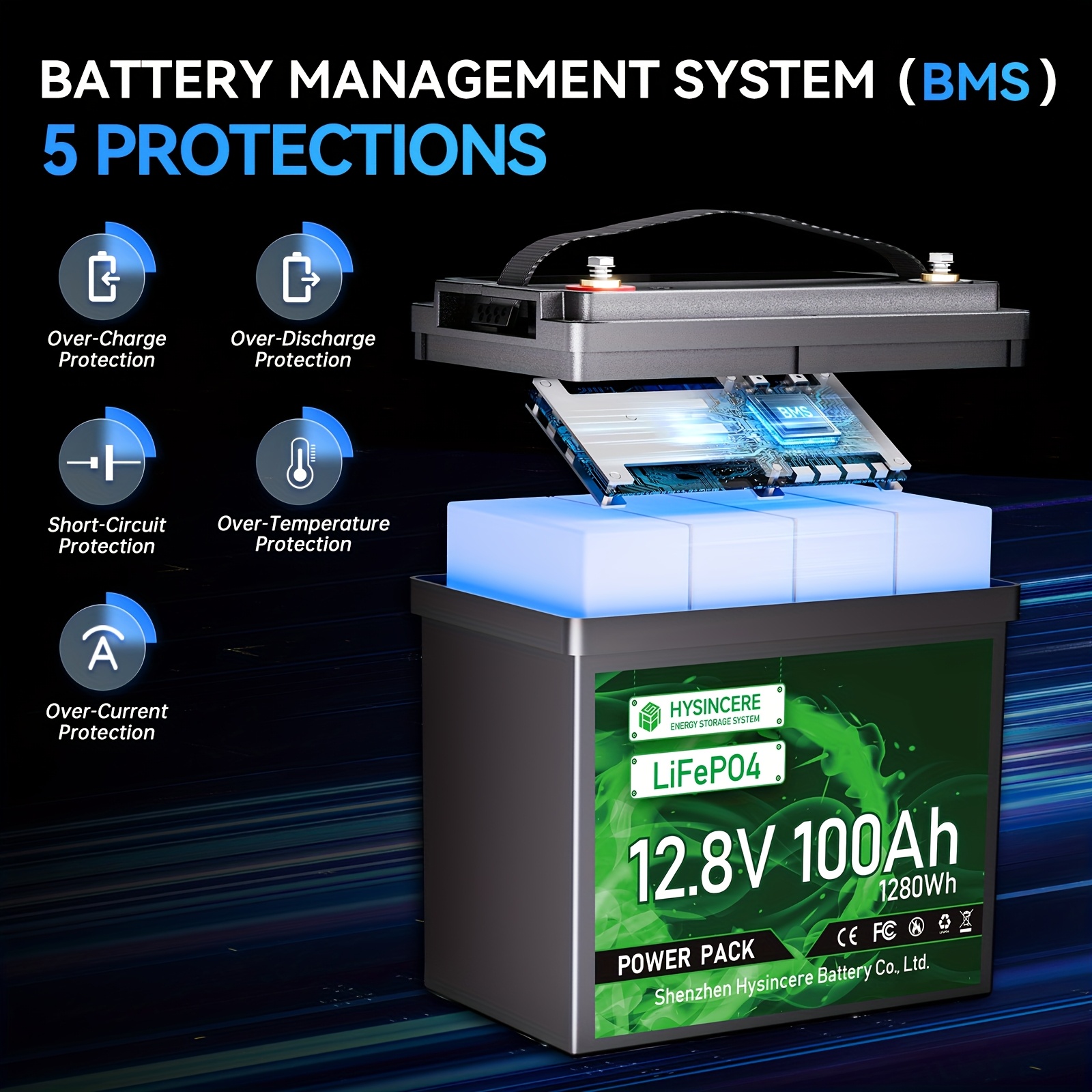 12 8v 100ah lifepo4 lithium battery   with 100a bms   for rvs   off grid   rechargeable   trolling motor   trailer 2