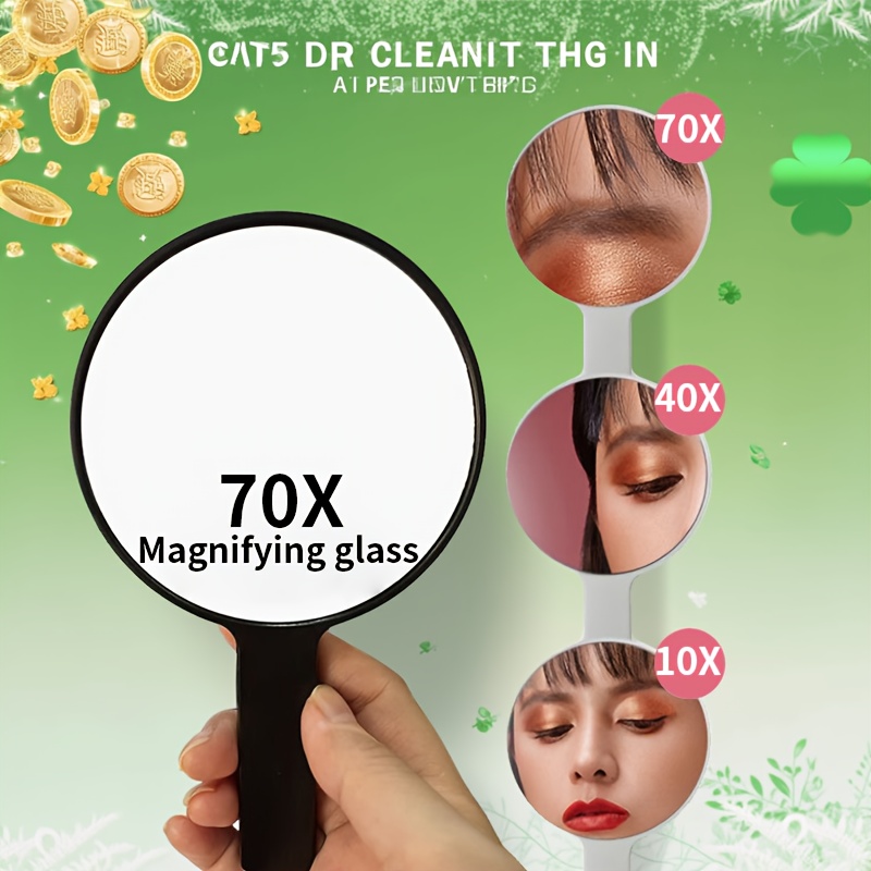 70x Magnifying Glass With Handle, Makeup Mirror, Pore Magnifying Glass, Handheld High-definition Beauty Mirror, Black Makeup Mirror, Blackhead Magnifying Glass, Portable Single-sided Mirror