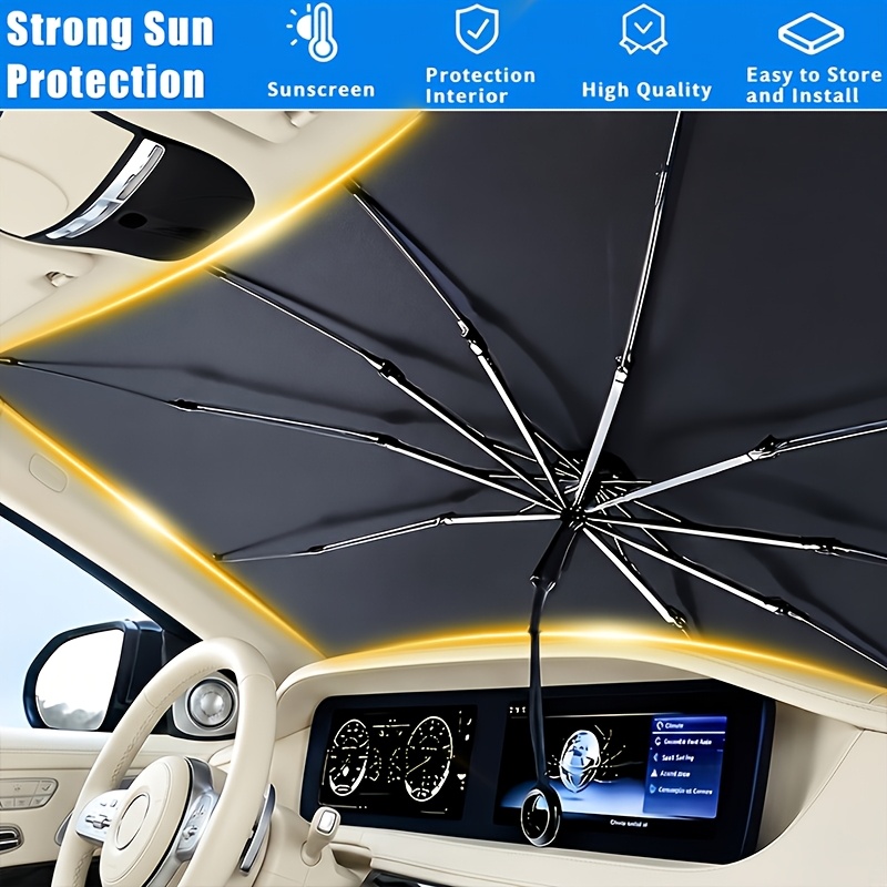Image of Car Windshield Sun Umbrella, Upgraded Thickened Foldable Sun Shade, Portable Uv Protection Heat Insulation For Sedan Suv Truck, Summer Accessory For Travel And Camping
