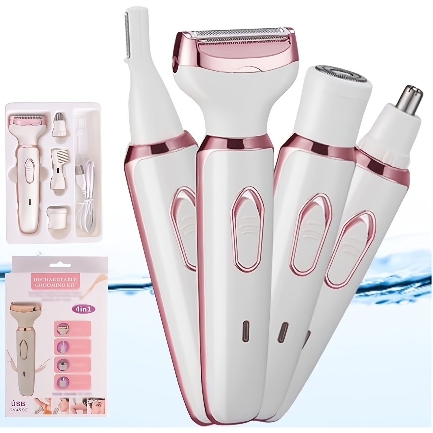 TEMU 4in 1 Womens Facial Hair Remover: Electric Shaver, Bikini Trimmer & Portable Razor - The All-inclusive For Busy