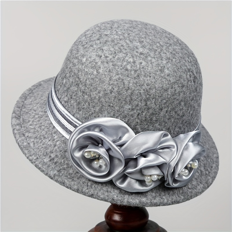 1pc elegant floral fedora hat women breathable wide brim  display picture 3