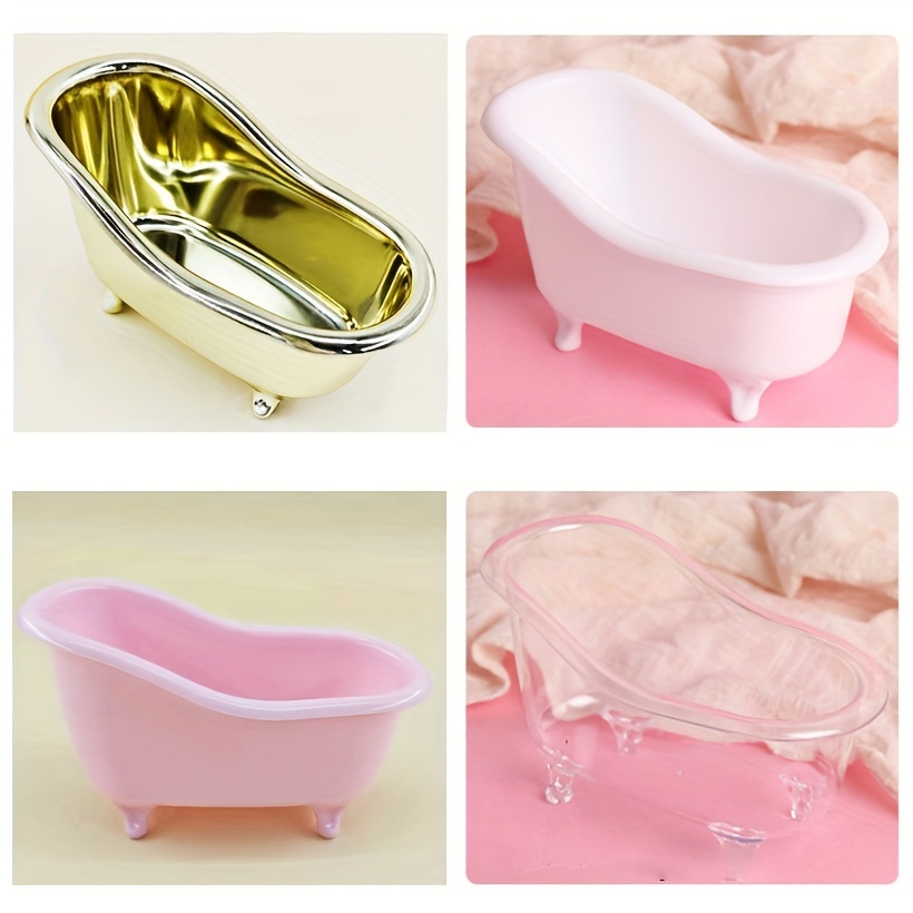 

Zamosmile Mini Bathtub-inspired Makeup Organizer - Portable Plastic Cosmetic Storage Box For Brushes & Accessories, Freestanding Design