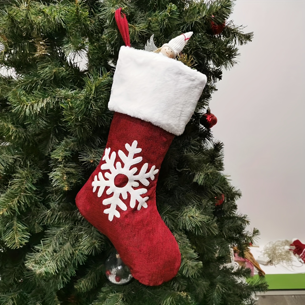 TEMU 1 Embroidered Custom Christmas Stocking, Christmas Decoration Ornament For Festive Atmosphere, Custom Embroidered Name, Essential For Christmas