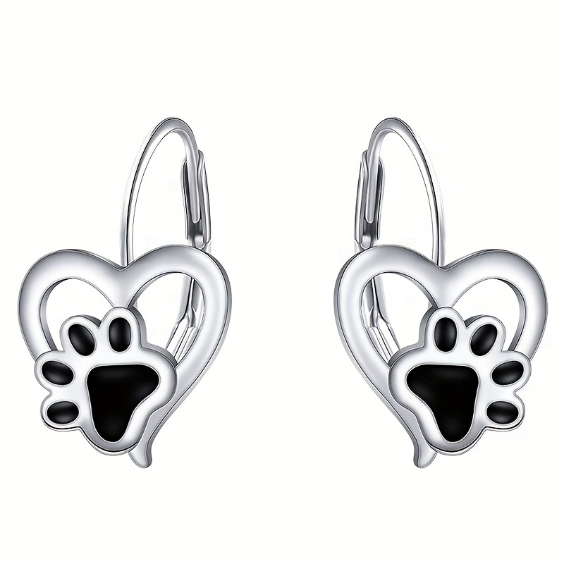 E-shop Niedliche minimalistische herzförmige Creolen für Damen mit Katzenpfoten-Aufdruck, für den lässigen Alltagslook, Schmuck für Dates,