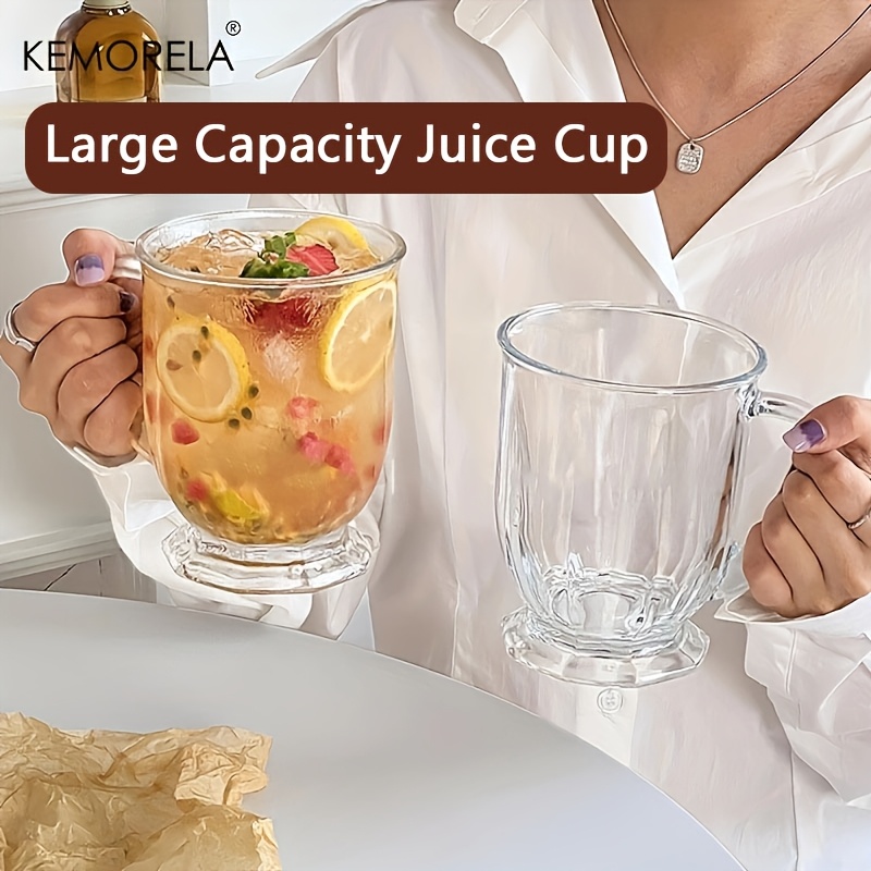 

Kemorela 1pc Large Capacity Retro Glass Cup - Bpa-free, Recyclable, Hand Wash Only, Iced Tea, Juice, Coffee & Milk | Ideal Holiday Gift For Home Or Restaurant Use