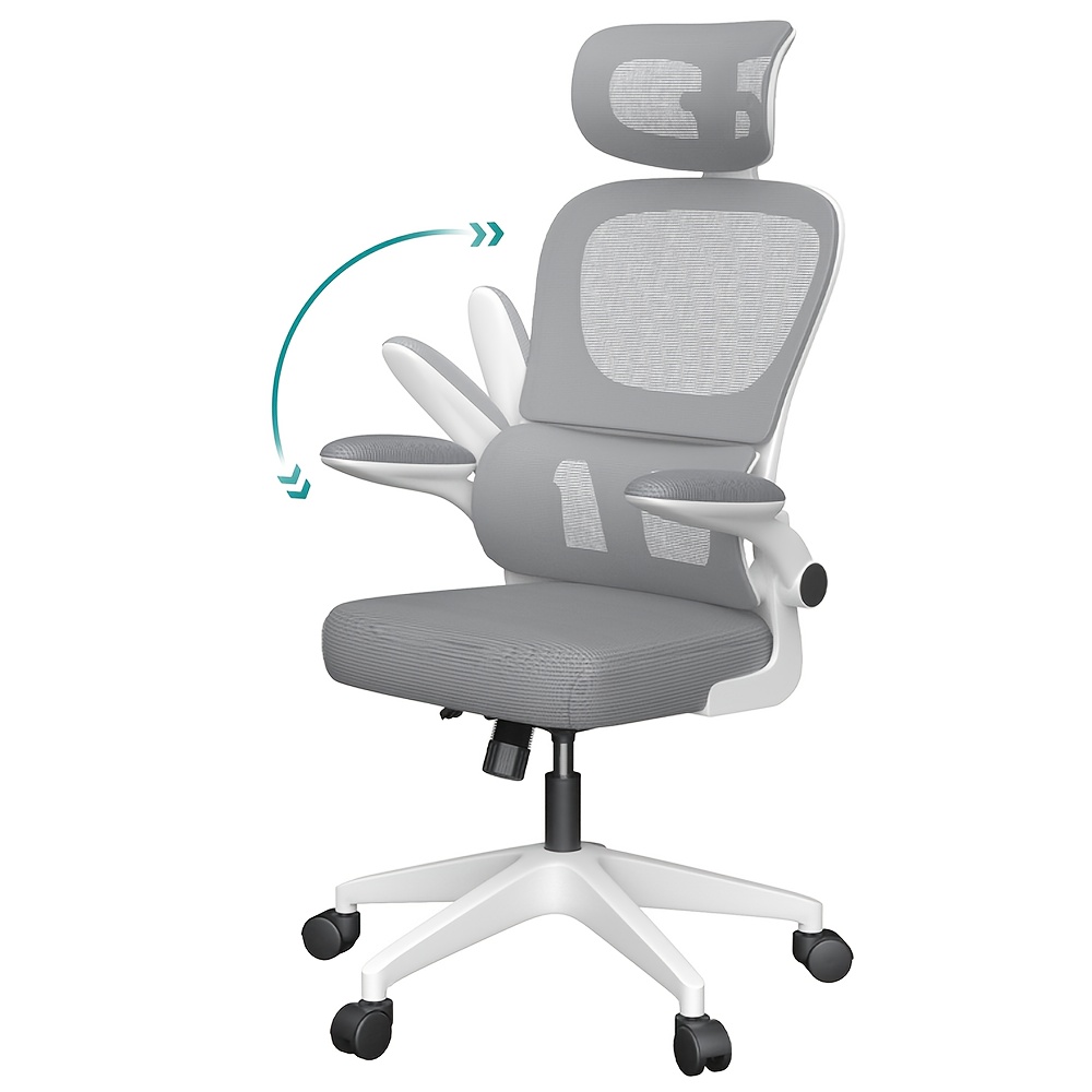 TEMU Office Chair With Headrest, Breathable Mesh Computer Chair, Lift And Swivel Computer Chair, Office Chair With Wheels, Load-bearing 150kg,