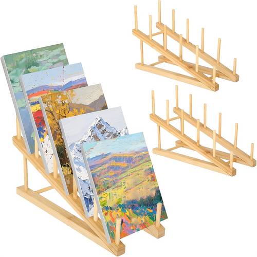item picture 3pcs small art drying rack art storage rack 5 layers paint display rack wood plate storage stand for canvas art storage organizer for painting canvas rack