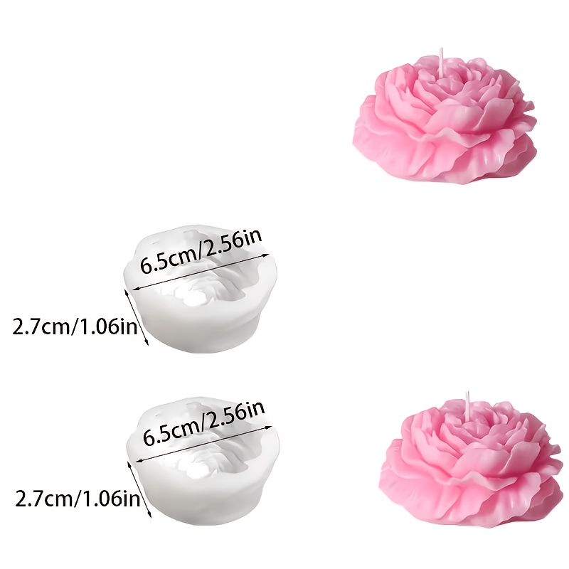 TEMU Stampo a forma di peonia, 2 pezzi, per candele fai da te in resina e artigianato in argilla - Stampi con peonia, per candele da aromaterapia,