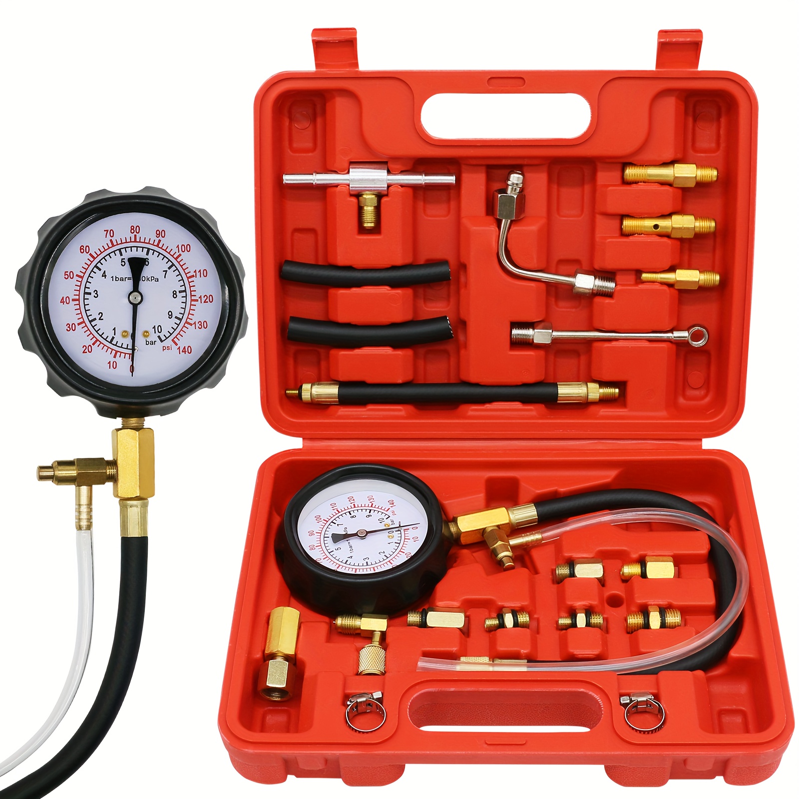 TEMU 0-140psi Fuel Injector Injection Pump Pressure Tester Gauge Kit Car Tools (master)