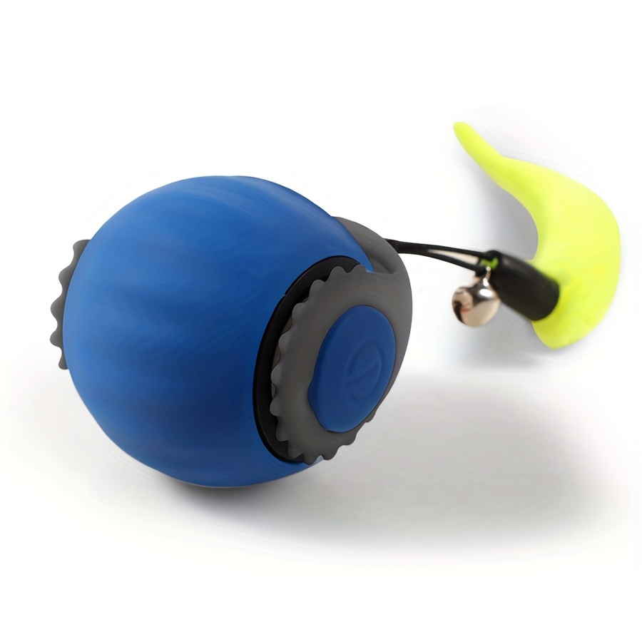 TEMU 1pc Miaoquanji Automatic Rolling Cat Ball Toy With Tail, Smart Sensor Activation, Usb Rechargeable, Durable Silicone Material, Ideal For Indoor