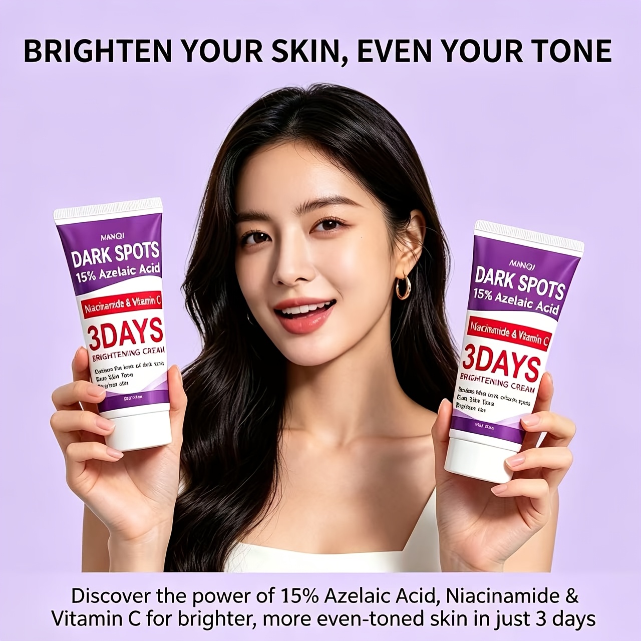 Image of 2pcs Azelaic Acid Dark Spot Smoothing Cream, Niacinamide & Vitamin C, Reducing Dark Spots - Skin Tone - Brightening Skin - Moisturizing And Smoothing, Convenient